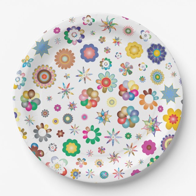 Plato De Papel Patrón Floral (Anverso)