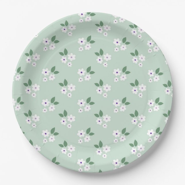 Plato De Papel Patrón Floral Campestre Adorable (Anverso)