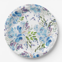 Patrón floral continuo de acuarela azul