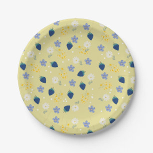 Plato De Papel Patrón floral de flor silvestre y zarzamora