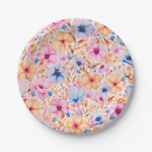 Patrón floral de flores silvestres en acuarela col