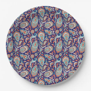 Plato De Papel patrón floral de paisley sin costuras al estilo in