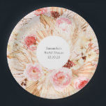 Plato De Papel Patrón floral de Rubor pampas pink boho pampas<br><div class="desc">Pampas Grass Boho Floral Patterado Bridal Shower Placa de papel</div>