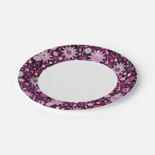 Plato De Papel Patrón floral de San Valentín