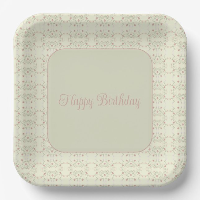 Plato De Papel Patrón floral delgado (Anverso)