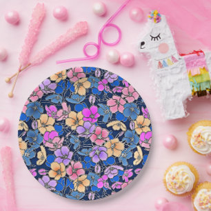 Plato De Papel Patrón floral estilístico 46