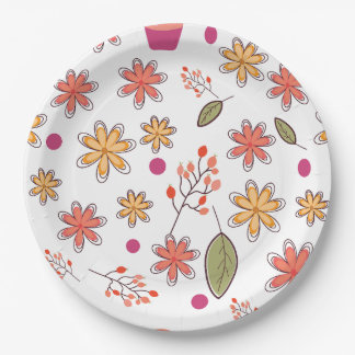 Plato De Papel patrón floral flores diseño floral botánico flo