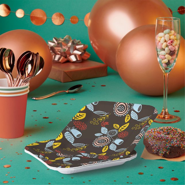 Plato De Papel Patrón floral retro (Subido por el creador)