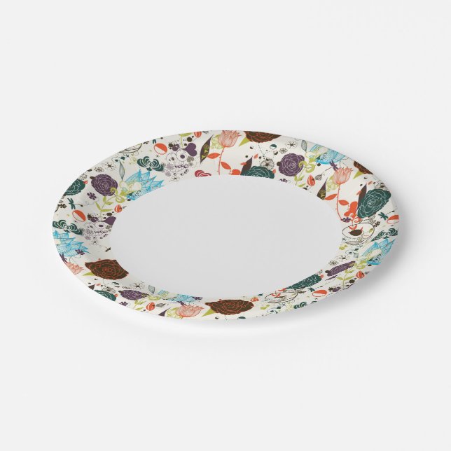 Plato De Papel Patrón floral retro 2 (Angular)