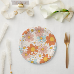 Plato De Papel Patrón floral retro vintage