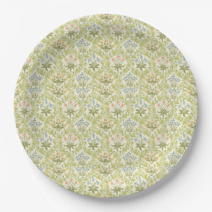 Plato De Papel Patrón floral verde clásico femenino grandmillenia