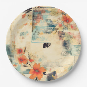 Plato De Papel Patrón floral vintage (2)