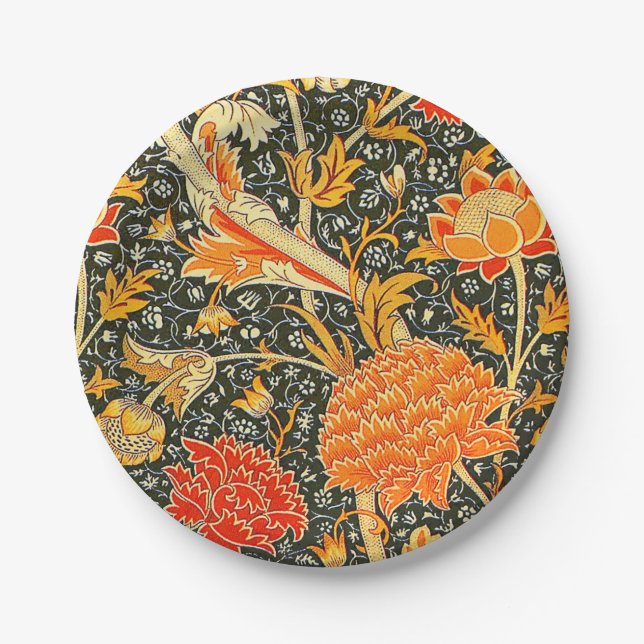 Plato De Papel Patrón floral vintage de William Morris Cray (Anverso)