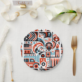 Plato De Papel Patrón generativo del 4 de julio
