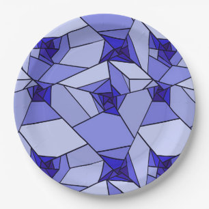 Plato De Papel Patrón geométrico abstracto azul