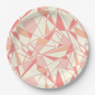 Plato De Papel Patrón geométrico abstracto rosa beige