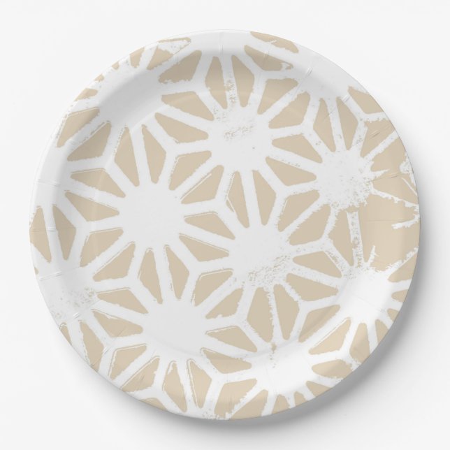 Plato De Papel Patrón geométrico beige (Anverso)