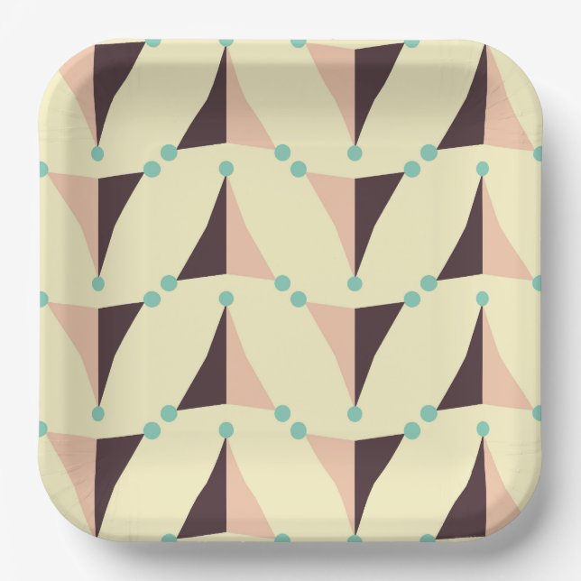 Plato De Papel Patrón geométrico con estilo retro (Anverso)
