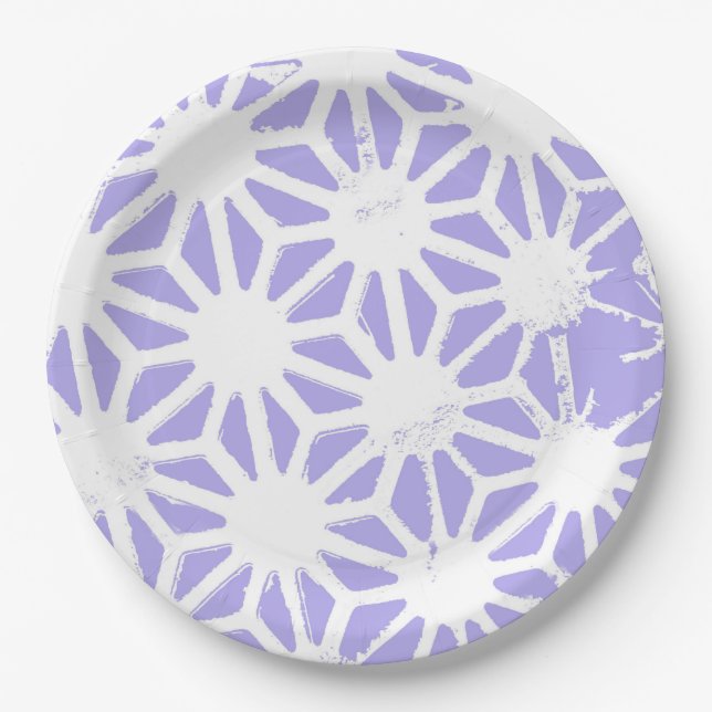 Plato De Papel Patrón geométrico de lavanda (Anverso)
