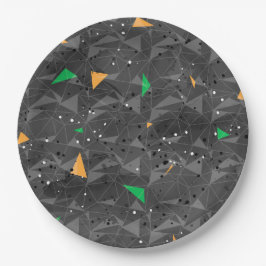 PLATO DE PAPEL PATRÓN GEOMÉTRICO DEL NARANJA NEGRO VERDE HALLOWEE