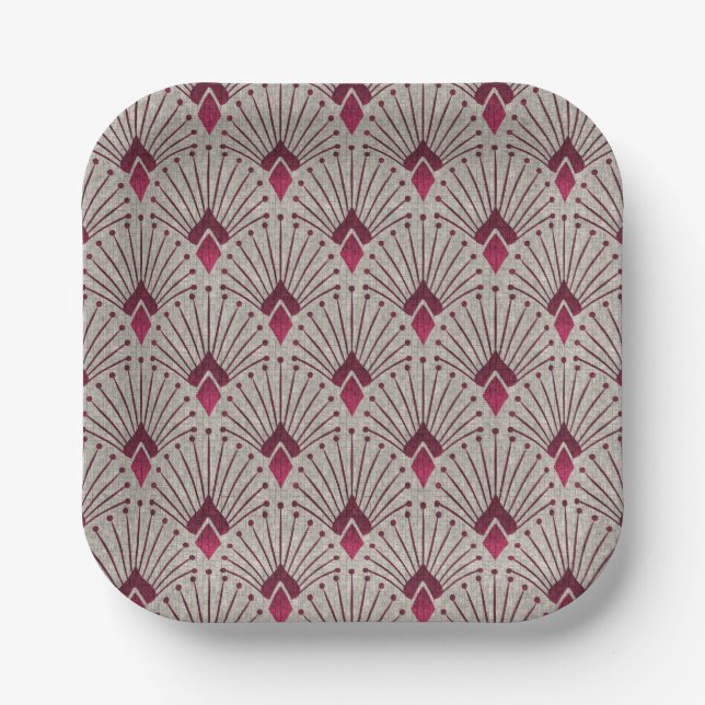Plato De Papel Patrón geométrico elegante, art deco. (Anverso)