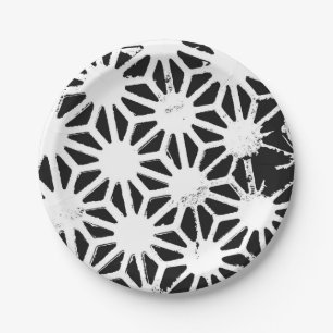 Plato De Papel Patrón geométrico en blanco y negro