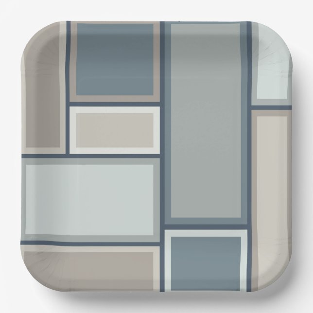 Plato De Papel Patrón geométrico moderno modular de mediados de s (Anverso)