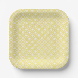 Plato De Papel Patrón geométrico moderno Pastel amarillo soleado