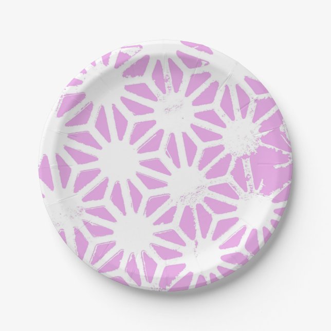 Plato De Papel Patrón geométrico rosa (Anverso)