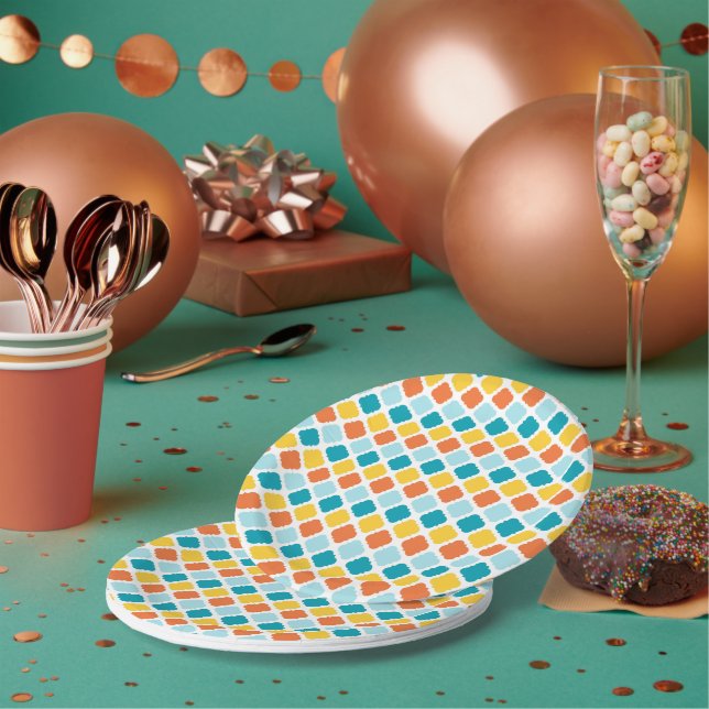 Plato De Papel Patrón Geométrico Vintage Estilo moderno (Multi)