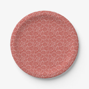 Plato De Papel Patrón giratorio japonés - rojo profundo y blanc