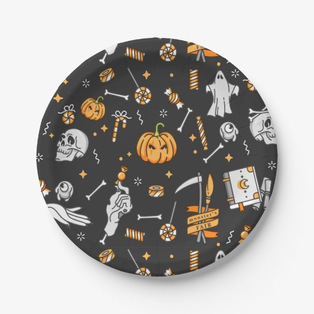 Plato De Papel Patrón Halloween 2 (Anverso)