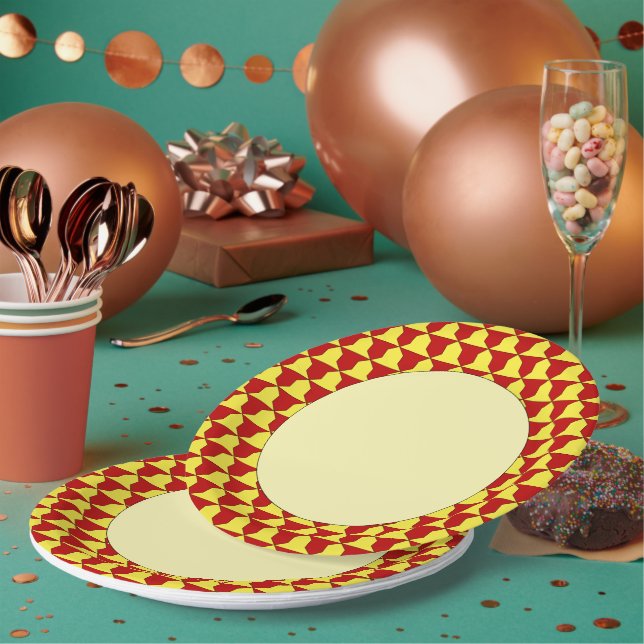 Plato De Papel Patrón heráldico de Ferrer rojo amarillo mediterrá (Multi)