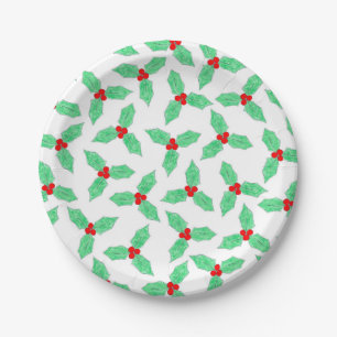 Plato De Papel Patrón holly de navidades