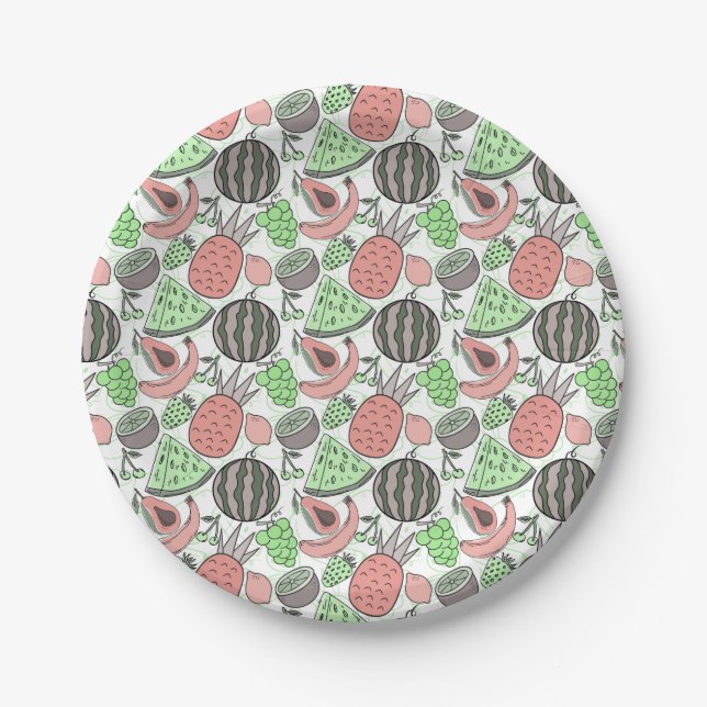 Plato De Papel Patrón ininterrumpido de frutas | Patrón de superf (Anverso)
