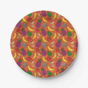 Plato De Papel Patrón ininterrumpido de frutas Patrón de superf