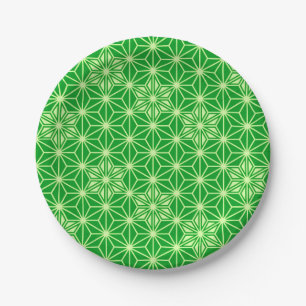 Plato De Papel Patrón japonés Asanoha - verde esmeralda