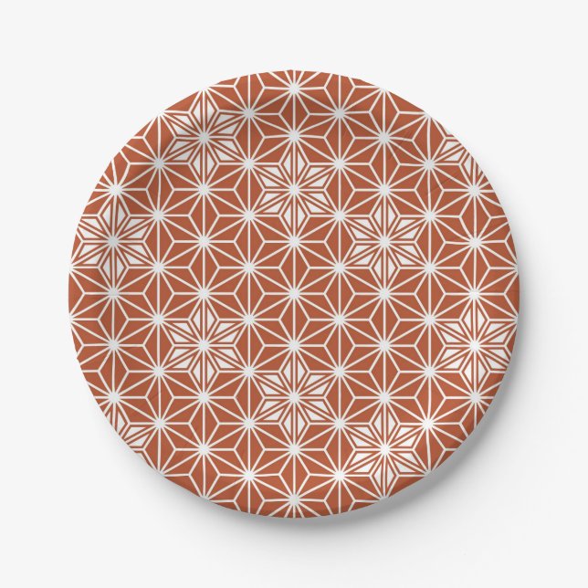 Plato De Papel Patrón japonés de Asanoha - terracota (Anverso)