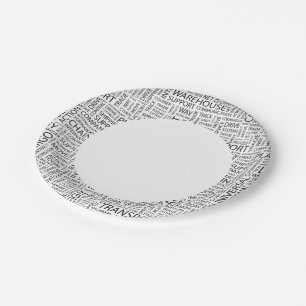 Plato De Papel Patrón LOGÍSTICO con palabras