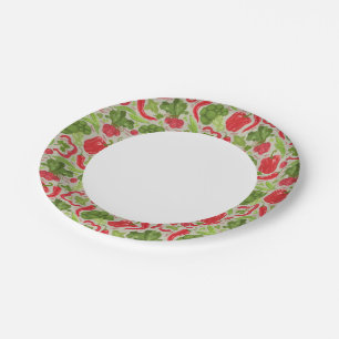 Plato De Papel Patrón luminoso de las verduras frescas
