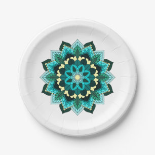 Plato De Papel Patrón Mandala 02 en agua