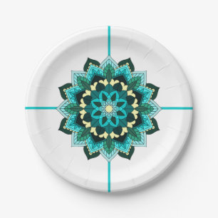 Plato De Papel Patrón Mandala 02 en placa de papel acuático