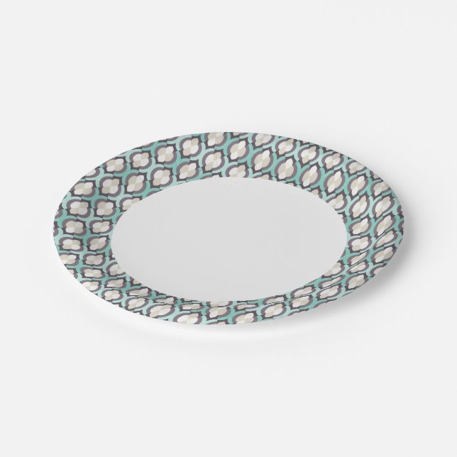Plato De Papel Patrón marroquí turquesa (Angular)