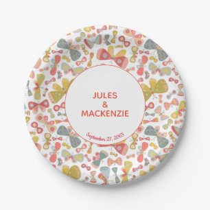 Plato De Papel Patrón moderno de mariposa gráfica pastel