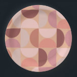 Plato De Papel Patrón moderno de mediados del siglo<br><div class="desc">Patrón moderno de mediados de siglo - formas geométricas abstractas - patrón minimalista en melocotón - tonos de tierra neutros.</div>