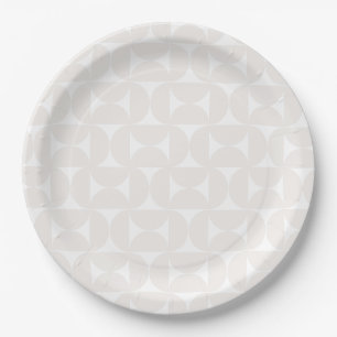 Plato De Papel Patrón Moderno De Mediados Del Siglo Xv Beige Y Bl
