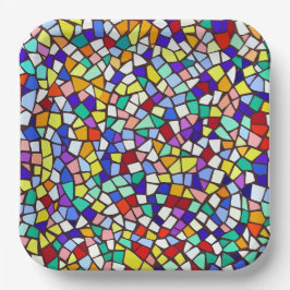 Plato De Papel Patrón moderno de mosaicos de colores mosaicos
