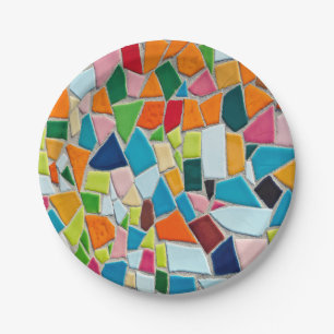 Plato De Papel Patrón mosaico colorido
