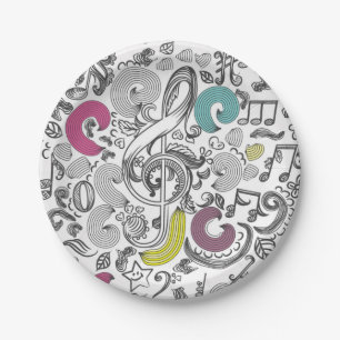 Plato De Papel Patrón musical