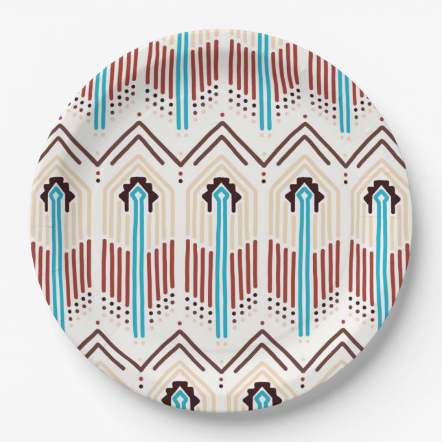 Plato De Papel Patrón nativo americano (Anverso)